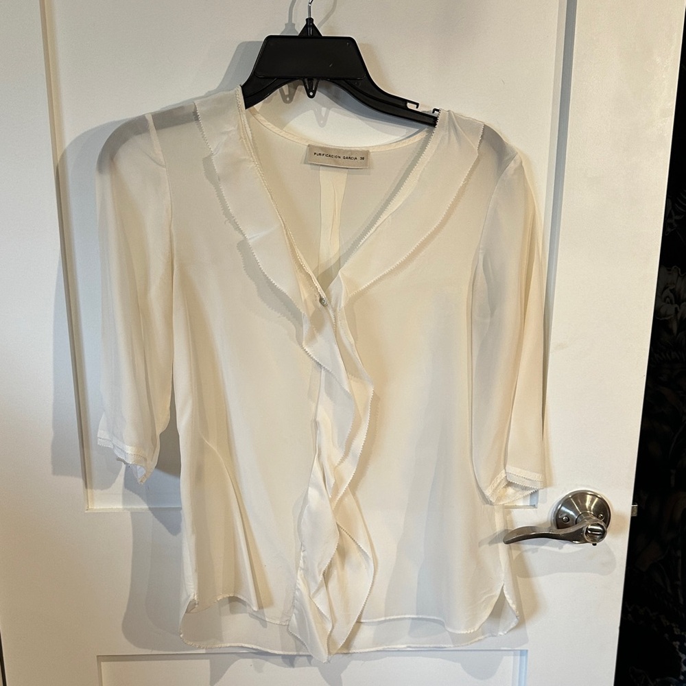 Cream Ruffle Blouse